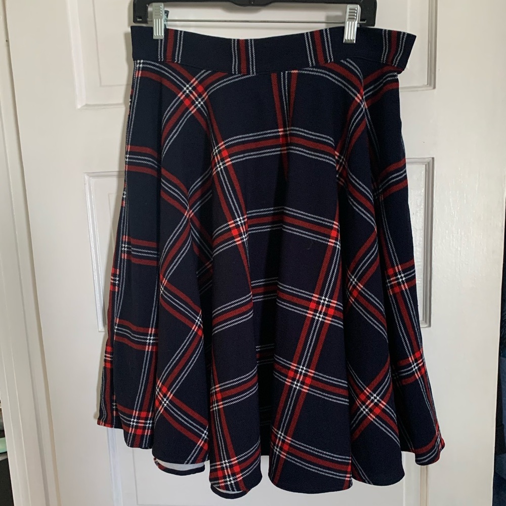 Heart of Haute navy plaid circle skirt retro
